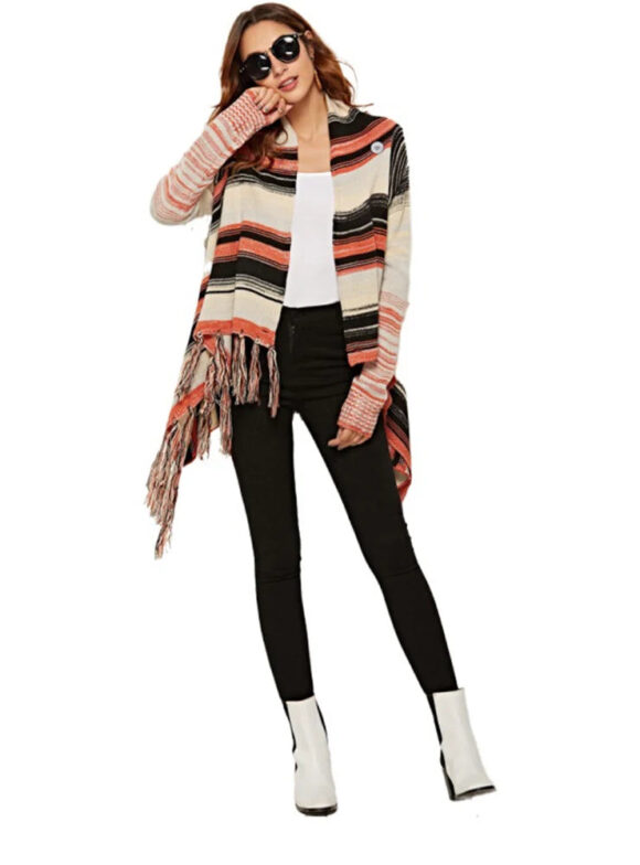 Women Fringed Sweater Coat - Image 3