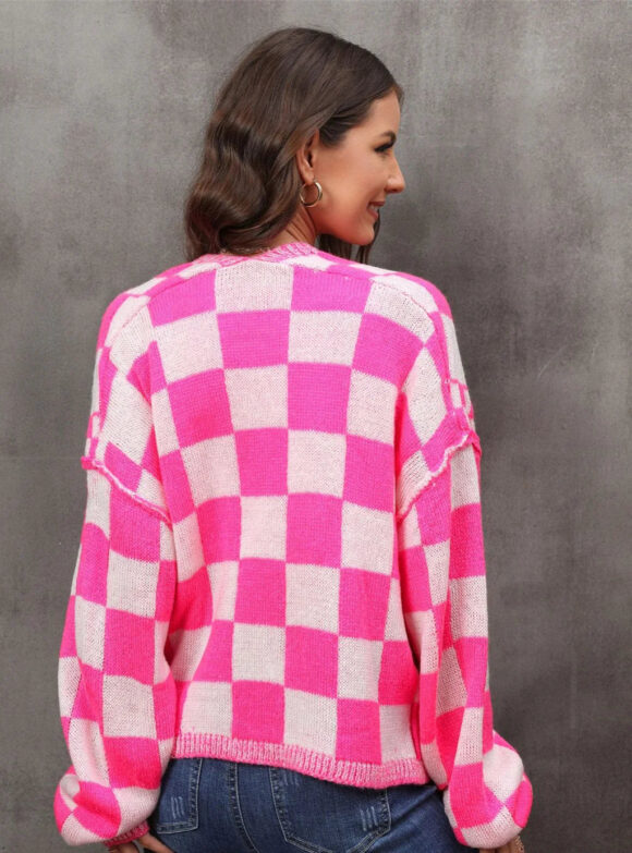 Plaid Splicing Cardigan Jacket - Image 3