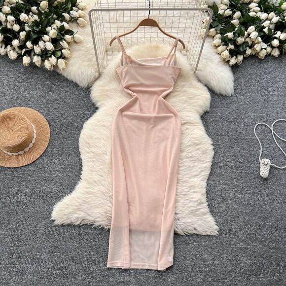 Butterfly Peach Bodycon Midi Summer Dress - Image 3