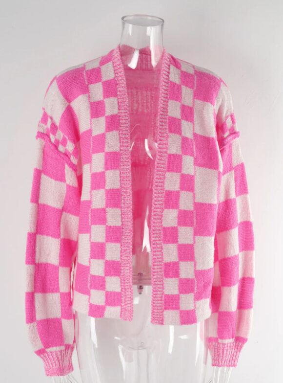 Plaid Splicing Cardigan Jacket - Image 5